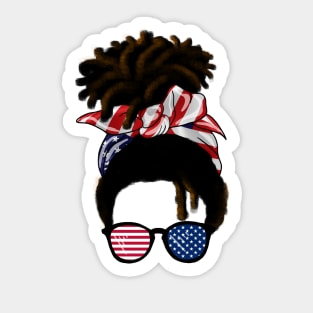 Afro American Woman hair with usa colors, Messy Hair Sticker